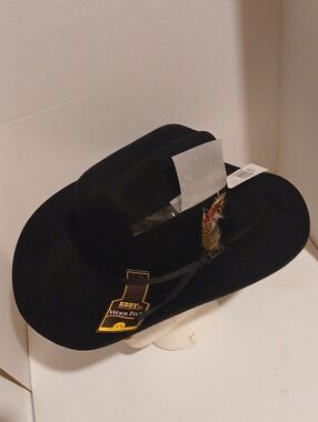 Black Wool Felt Men's Fedora with Feather Accent Cowboy Western
